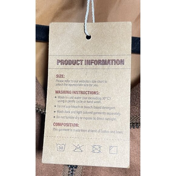 NWT - Manly Mens Brown Cotton-Linen Blend Full-Zip Jacket Sz Lg - Casual - Work - Picture 3 of 6